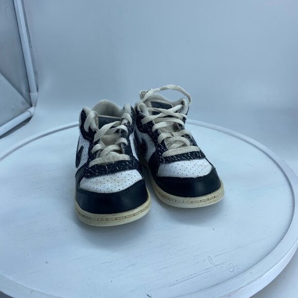 Nike Baby High Top Sneakers Black White Size 7 Child Marble Swoosh Style #847748 - Picture 3 of 7